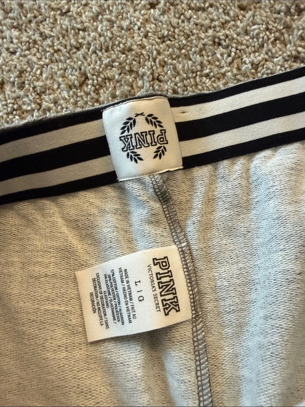 PINK Victoria's Secret Heather Gray Logo Jogger Pants size L